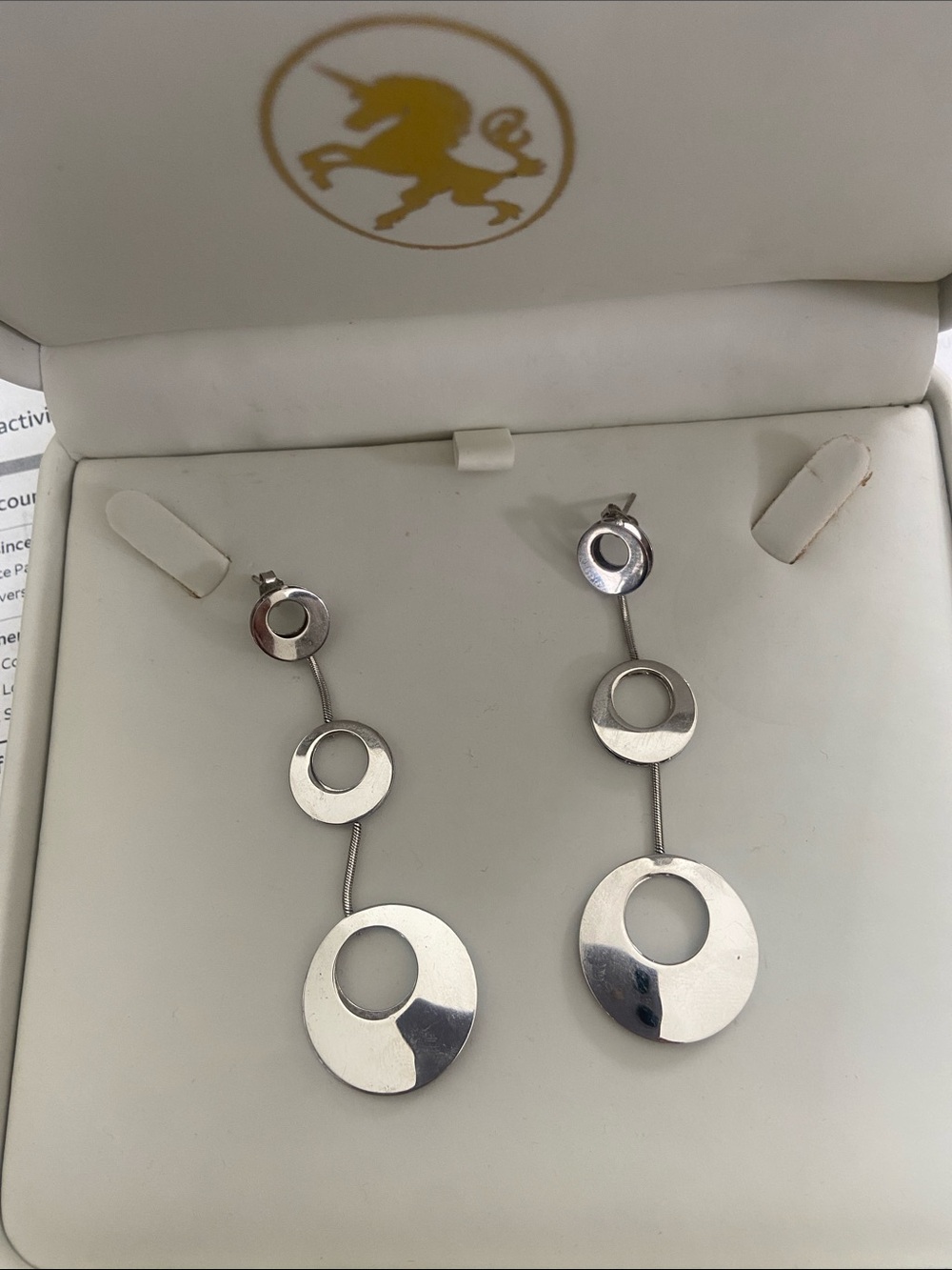 Furla Silver-Tone Triple Circle Drop Earrings BRAND NEW